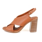 Kadın Taba Topuklu Deri Sandalet