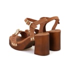 Kadın Taba Topuklu Süet Deri Sandalet