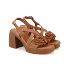 Kadın Taba Topuklu Süet Deri Sandalet