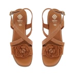 Kadın Taba Topuklu Süet Deri Sandalet