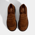 Kadın Taba Topuklu Süet Loafer