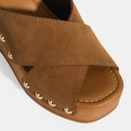 Kadın Taba Zımba Detaylı Süet Dolgu Topuklu Terlik