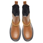 Kadın Taba Zincir Detaylı Deri Chelsea Bot