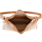 Kadın Ten Deri Biyeli Kanvas Omuz Çantası