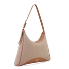 Kadın Ten Deri Biyeli Kanvas Omuz Çantası