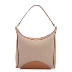 Kadın Ten Deri Biyeli Kanvas Omuz Çantası