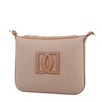 Kadın Ten Deri Biyeli Kanvas Omuz Çantası