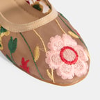 Kadın Ten Nakış İşleme Detaylı Fileli Babet