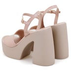 Kadın Ten Platform Topuklu Deri Sandalet