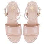 Kadın Ten Platform Topuklu Deri Sandalet