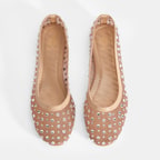 Kadın Ten Taş Detaylı Fileli Babet