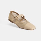 Kadın Ten Toka Aksesuarlı File Babet