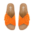 Kadın Turuncu Ayarlanabilir Tokalı Süet Deri Terlik