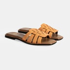 Kadın Turuncu Deri Terlik