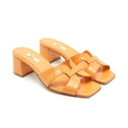 Kadın Turuncu Kroko Baskılı Deri Terlik