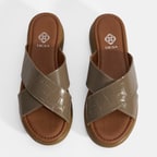 Kadın Vizon Dolgu Topuklu Deri Terlik