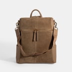 Kadın Vizon Süet Detaylı Fermuarlı Sırt Çantası