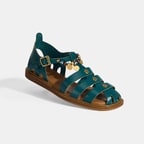 Kadın Yeşil Aksesuar Detaylı Ayarlanabilir Tokalı Deri Sandalet