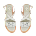 Kadın Yeşil Ayarlanabilir Tokalı Topuklu Deri Sandalet