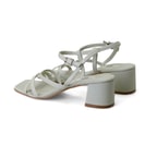 Kadın Yeşil Ayarlanabilir Tokalı Topuklu Deri Sandalet