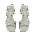 Kadın Yeşil Ayarlanabilir Tokalı Topuklu Deri Sandalet