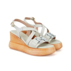 Kadın Yeşil Ayarlanabilir Tokalı Topuklu Deri Sandalet