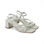 Kadın Yeşil Ayarlanabilir Tokalı Topuklu Deri Sandalet