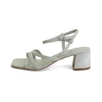 Kadın Yeşil Ayarlanabilir Tokalı Topuklu Deri Sandalet