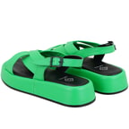 Kadın Yeşil Dolgu Tabanlı Deri Sandalet