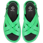 Kadın Yeşil Dolgu Tabanlı Deri Sandalet