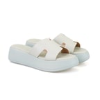 Kadın Yeşil Dolgu Topuklu Deri Terlik