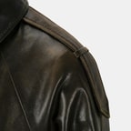 Kadın Yeşil Gömlek Yakalı Deri Bomber Ceket