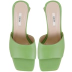 Kadın Yeşil Kalın Topuklu Deri Terlik