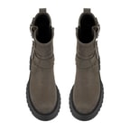 Kadın Yeşil Kemer Aksesuarlı Topuklu Deri Bot