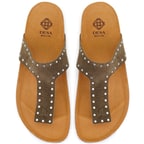 Kadın Yeşil Parmak Arası Süet Deri Terlik