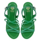 Kadın Yeşil Platform Topuklu Deri Sandalet