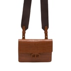 Kahve Fels Kadın Kroko Baskılı Deri Omuz Askılı Çanta