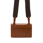 Kahve Fels Kadın Kroko Baskılı Deri Omuz Askılı Çanta