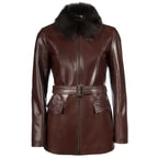 Kahve Giovanna Kadın Deri Kaban