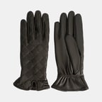 Kahve Kadın Kapitone Deri Eldiven