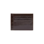 Kahve Kroko Baskılı Deri Kartlık