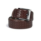 Kahve Örgü Desenli Erkek Deri Kemer