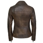 Kahve Tazia Kadın Deri Biker Ceket