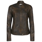 Kahve Tracy Kadın Deri Biker Mont