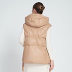 Karen Bej Kadın Puffer Deri Yelek