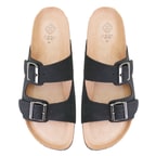 Karina Siyah Erkek Ayarlanabilir Tokalı Nubuk Deri Terlik