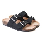 Karina Siyah Erkek Ayarlanabilir Tokalı Nubuk Deri Terlik