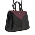 Karmen Siyah Kadın Kroko Baskılı Deri El Çantası