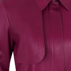 Kelly Bordo Kadın Deri Trençkot