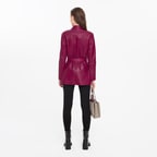 Kelly Bordo Kadın Deri Trençkot